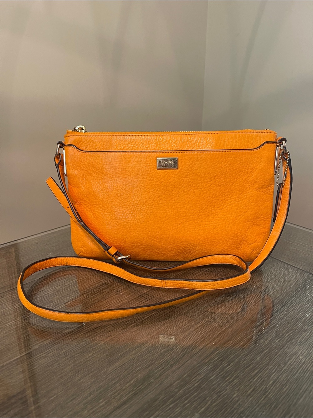 Coach Madison East West SwingPack Crossbody Bag Tangerine-Mandarin Orange F49993